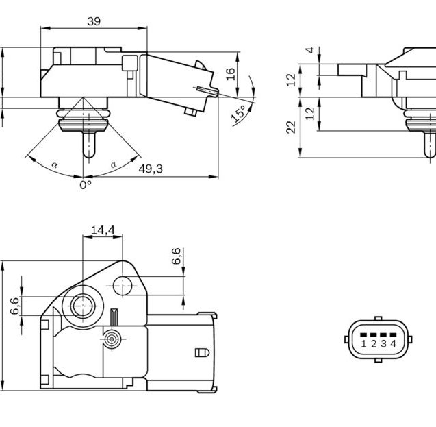Sensor, fuel pressure, BOSCH 0 261 230 110