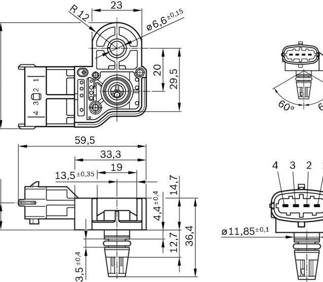 Sensor, boost pressure, BOSCH 0 261 230 280