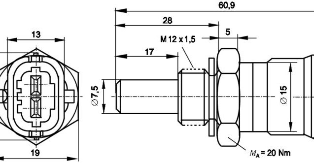 Sensor, coolant temperature, BOSCH 0 281 002 209