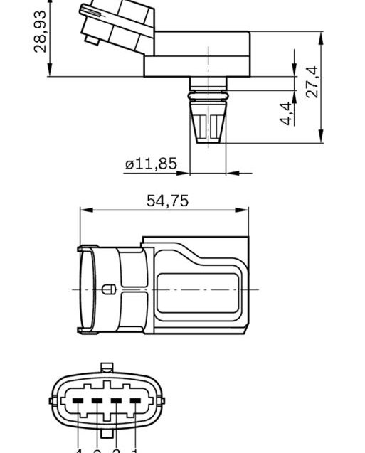 Sensor, boost pressure, BOSCH 0 281 002 573