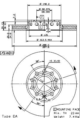 Brake Disc, BREMBO 09.5745.21