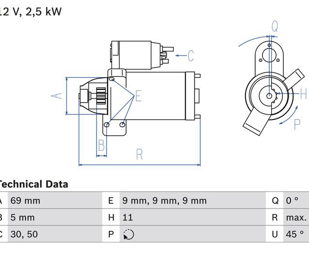 Starter, BOSCH 0 986 022 020