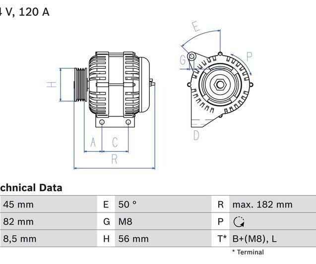 Alternator, BOSCH 0 986 041 150