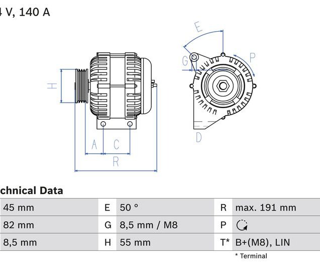 Alternator, BOSCH 0 986 047 380