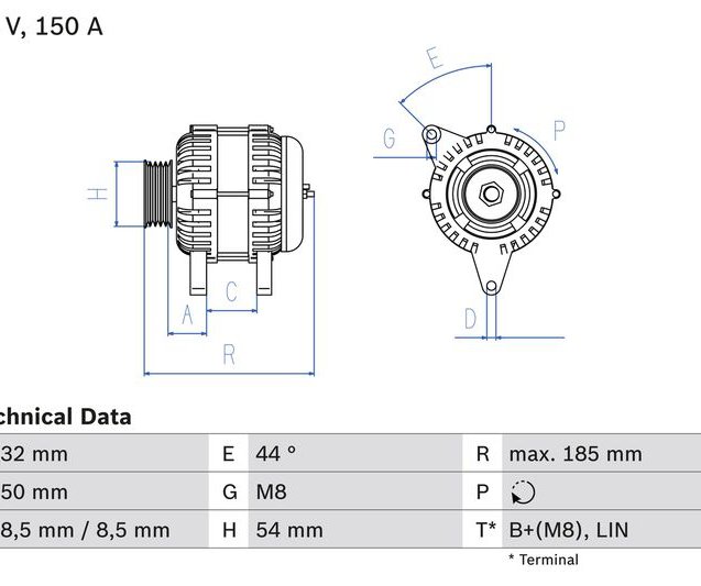 Alternator, BOSCH 0 986 082 150