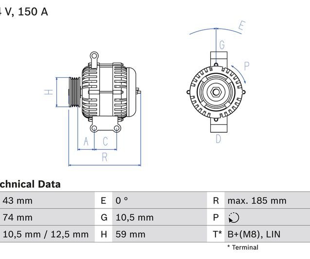 Alternator, BOSCH 0 986 082 580