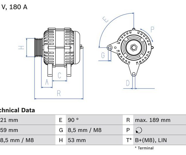 Alternator, BOSCH 0 986 084 130