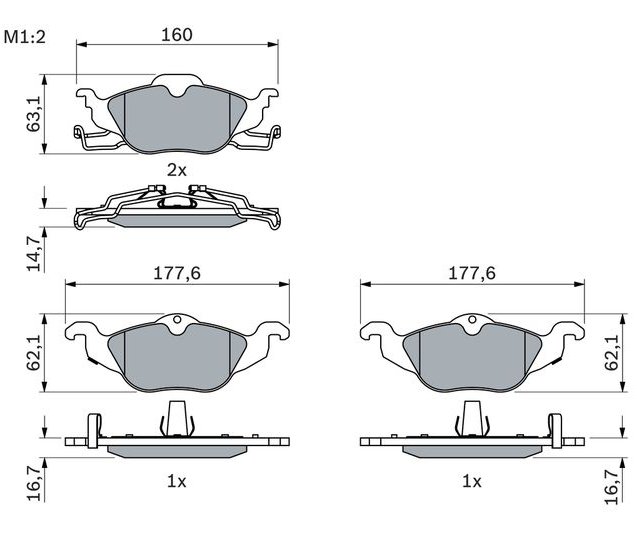 Brake Pad Set, disc brake, BOSCH 0 986 424 456