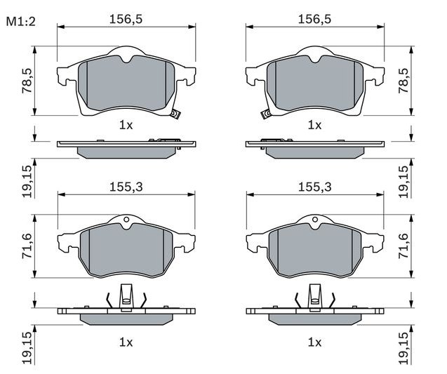 Brake Pad Set, disc brake, BOSCH 0 986 424 457