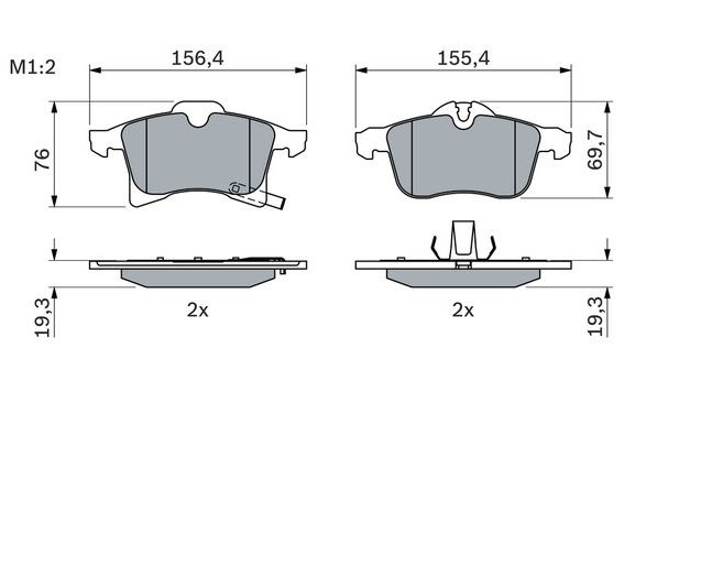 Brake Pad Set, disc brake, BOSCH 0 986 424 707