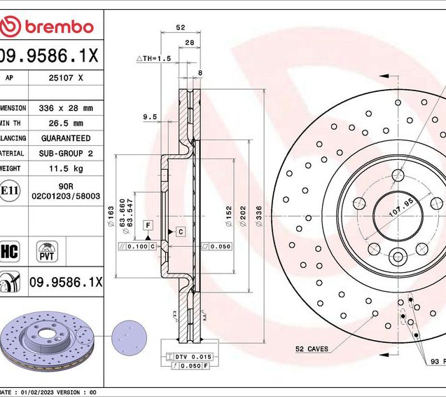 Brake Disc, BREMBO 09.9586.1X