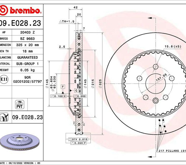 Brake Disc, BREMBO 09.E028.23