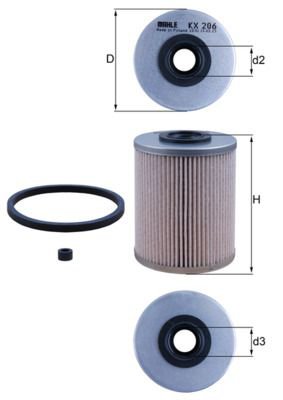 Fuel Filter, MAHLE ORIGINAL KX206D