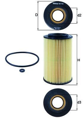 Oil Filter, MAHLE ORIGINAL OX773D