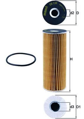 Oil Filter, MAHLE ORIGINAL OX133D