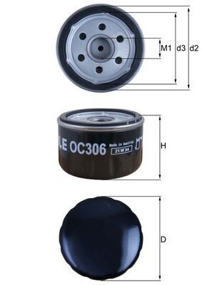 Oil Filter, MAHLE ORIGINAL OC306