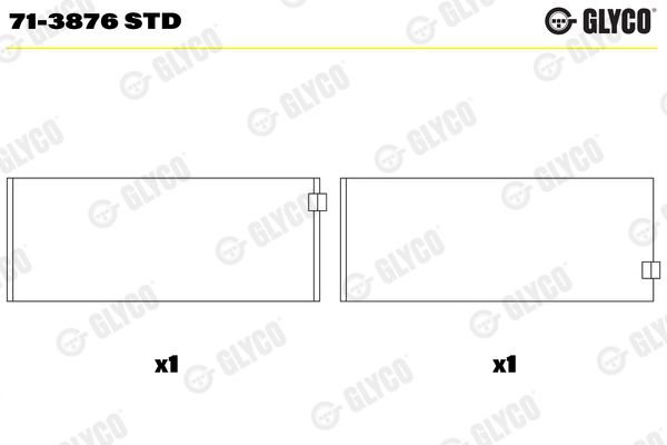 Connecting Rod Bearing, GLYCO 71-3876 STD