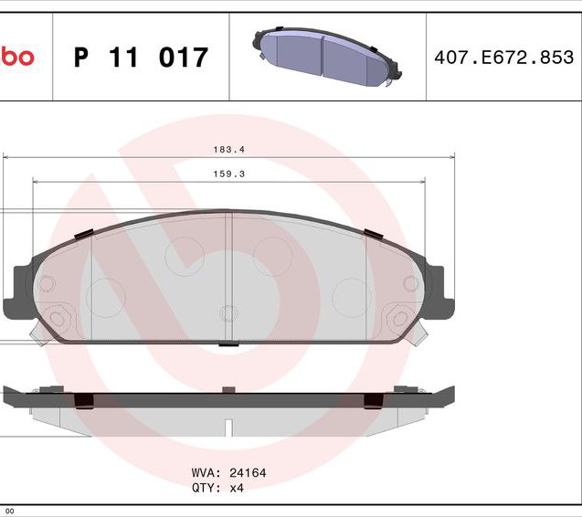 Brake Pad Set, disc brake, BREMBO P11017